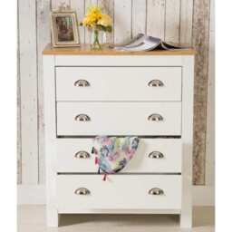 Heritage 4 Drawer Chest Bedroom Storage Cabinet, White - thumbnail 2