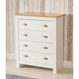 Heritage 4 Drawer Chest Bedroom Storage Cabinet, White - thumbnail 3