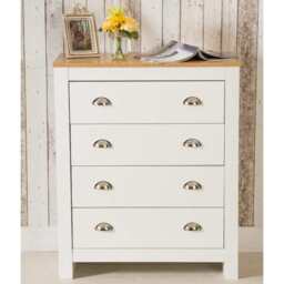 Heritage 4 Drawer Chest Bedroom Storage Cabinet, White - thumbnail 4
