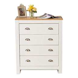 Heritage 4 Drawer Chest Bedroom Storage Cabinet, White - thumbnail 5