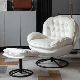 Sol Swivel Chair With Footstool, Beige - thumbnail 2