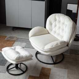 Sol Swivel Chair With Footstool, Beige - thumbnail 5
