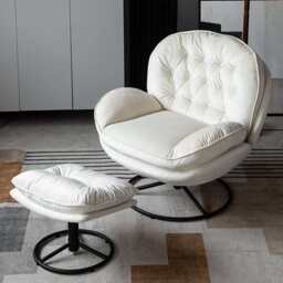 Sol Swivel Chair With Footstool, Beige - thumbnail 4