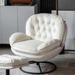 Sol Swivel Chair With Footstool, Beige - thumbnail 6