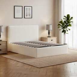 Elvie Ottoman Storage Pneumatic Lift Up Bed Frame Double or King Bed, Double / Beige Boucle - thumbnail 2