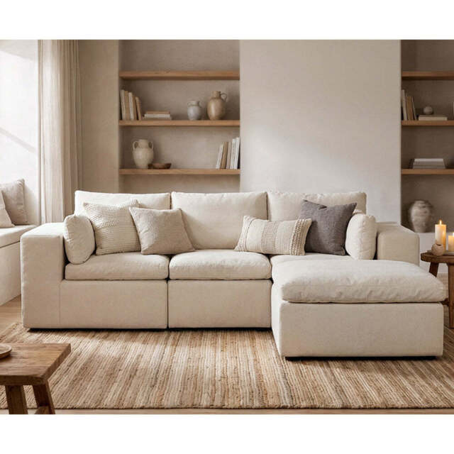 Marshmuff Compressed 3 Seater Resting Corner Sofa Set in Beige - image 1