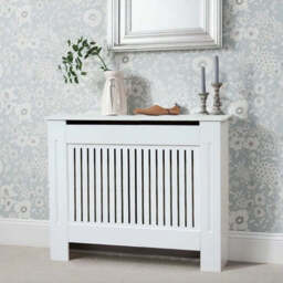 White Modern Wooden Radiator Grill Cover, Medium