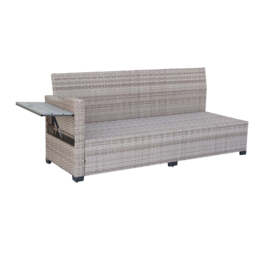 Galle Right Facing 9 Seater Garden Furniture Corner Sofa Fire Pit Set With Foldable Side Tables, Natural - thumbnail 4