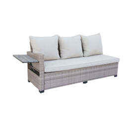 Galle Right Facing 9 Seater Garden Furniture Corner Sofa Fire Pit Set With Foldable Side Tables, Natural - thumbnail 5