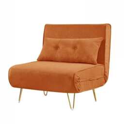 Jola Corduroy Foldable Sofa Bed With Metal Legs And Pillow, Orange / Single - thumbnail 8