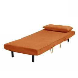 Jola Corduroy Foldable Sofa Bed With Metal Legs And Pillow, Orange / Single - thumbnail 9