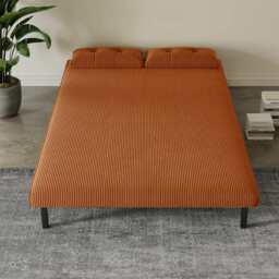 Jola Corduroy Foldable Sofa Bed With Metal Legs And Pillow, Orange / Single - thumbnail 5