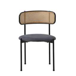 Set Of 2 Boho Velvet Dining Chair With Curved Rattan Backrest - thumbnail 5