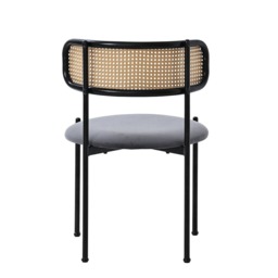 Set Of 2 Boho Velvet Dining Chair With Curved Rattan Backrest - thumbnail 8