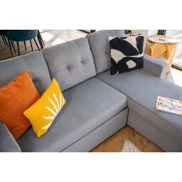 Avery Velvet Reversible Corner Sofa Bed With Storage Chaise, Grey - thumbnail 8