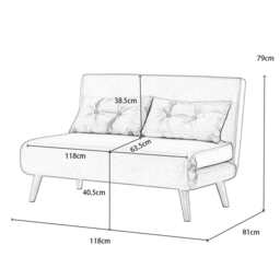 Jola White Boucle Foldable Sofa Bed With Metal Legs And Pillow, Double - thumbnail 6
