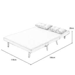 Jola White Boucle Foldable Sofa Bed With Metal Legs And Pillow, Double - thumbnail 7