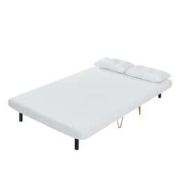 Jola White Boucle Foldable Sofa Bed With Metal Legs And Pillow, Double - thumbnail 5