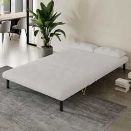 Jola White Boucle Foldable Sofa Bed With Metal Legs And Pillow, Double - thumbnail 3
