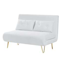 Jola White Boucle Foldable Sofa Bed With Metal Legs And Pillow, Double - thumbnail 4