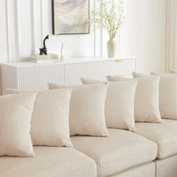 Finley Corduroy 4 Seater Sofa with 2 Footstools, Beige - thumbnail 7