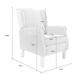 Ascot Velvet Pushback Recliner Chair, Yellow - thumbnail 5