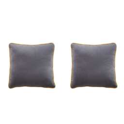 Birchcraft Velvet 2 Piece Indoor Soft Throw Pillow Set Scatter Cushions, Grey And Mustard