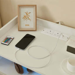 Night Stand Storage Cabinet Bedside Table with Led Lights and Sockets - thumbnail 7