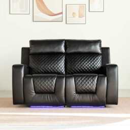 Black PU Leather Electric Recliner Functional 2 Seater Sofa/3 Seater Sofa / Armchair Set, 2 Seater - thumbnail 3
