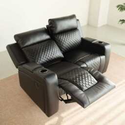 Black PU Leather Electric Recliner Functional 2 Seater Sofa/3 Seater Sofa / Armchair Set, 2 Seater - thumbnail 2
