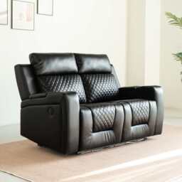 Black PU Leather Electric Recliner Functional 2 Seater Sofa/3 Seater Sofa / Armchair Set, 2 Seater - thumbnail 4