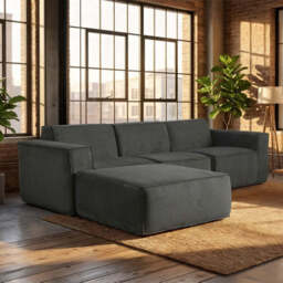 Hugspacee Compressed Corduroy 3 Seater Sofa with Footstool - thumbnail 2