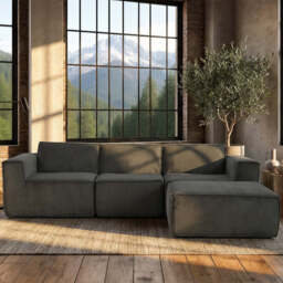 Hugspacee Compressed Corduroy 3 Seater Sofa with Footstool - thumbnail 1