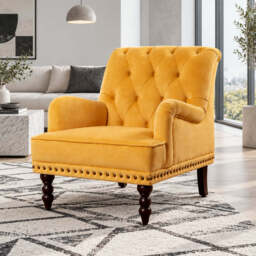 Darwin Velvet Accent Chair in Mustard - thumbnail 2