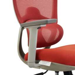 Premium Fabric Blend Ergonomic Office Chair Swivel Computer Task Chair with Headrest, Grey+Red - thumbnail 6