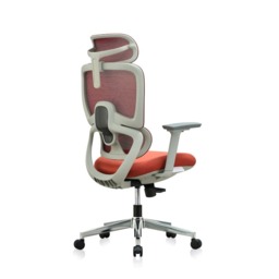 Premium Fabric Blend Ergonomic Office Chair Swivel Computer Task Chair with Headrest, Grey+Red - thumbnail 3