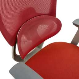 Premium Fabric Blend Ergonomic Office Chair Swivel Computer Task Chair with Headrest, Grey+Red - thumbnail 5