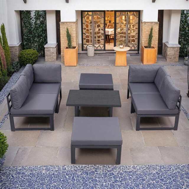 Hamburg Outdoor Modular Steel 6-Seater Garden Patio Sofa Set With Coffee Table - image 1