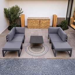 Hamburg Outdoor Modular Steel 6-Seater Garden Patio Sofa Set With Coffee Table - thumbnail 3