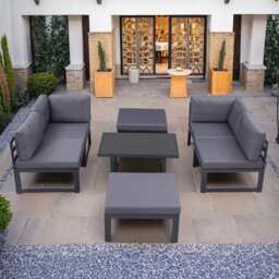 Hamburg Outdoor Modular Steel 6-Seater Garden Patio Sofa Set With Coffee Table - thumbnail 1