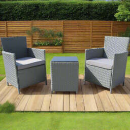 Eton 2 Seater Garden Furniture Bistro Set In Grey - thumbnail 2