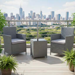 Eton 2 Seater Garden Furniture Bistro Set In Grey - thumbnail 2