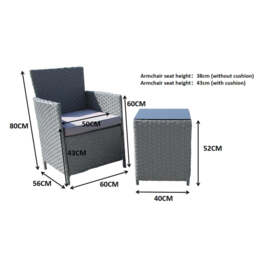 Eton 2 Seater Garden Furniture Bistro Set In Grey - thumbnail 5