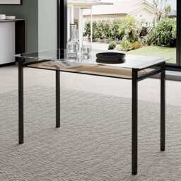Boho 120CM Glass Top Rattan Dining Table With Shelf - thumbnail 1