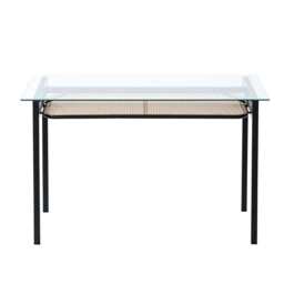 Boho 120CM Glass Top Rattan Dining Table With Shelf - thumbnail 4