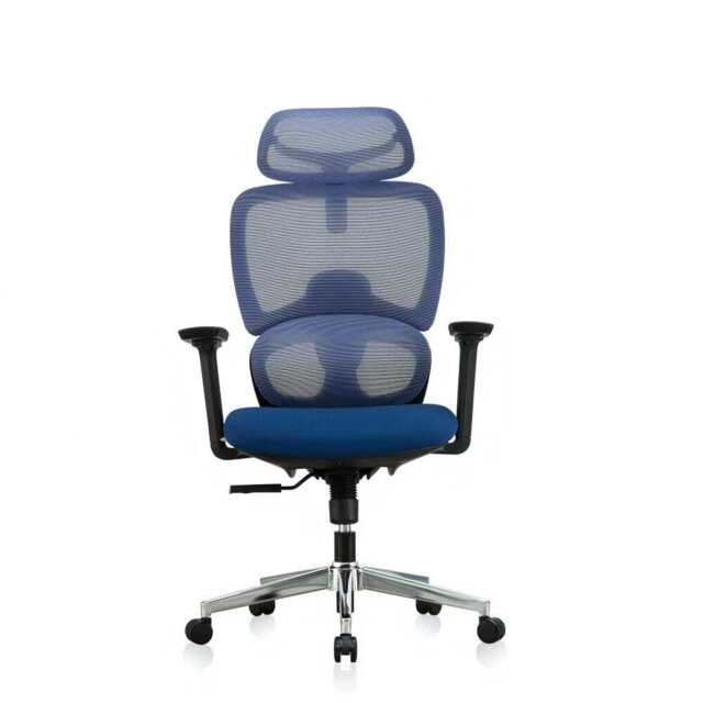 Premium Fabric Blend Ergonomic Office Chair Swivel Computer Task Chair with Headrest, Black+Blue - image 1