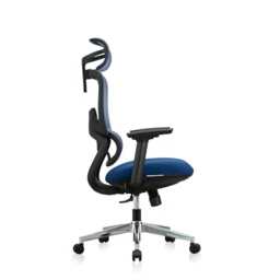 Premium Fabric Blend Ergonomic Office Chair Swivel Computer Task Chair with Headrest, Black+Blue - thumbnail 3