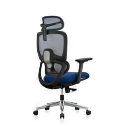 Premium Fabric Blend Ergonomic Office Chair Swivel Computer Task Chair with Headrest, Black+Blue - thumbnail 4