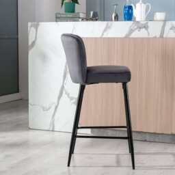 Set Of 2 Caiden Bar Stool, Grey Velvet - thumbnail 5