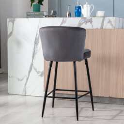 Set Of 2 Caiden Bar Stool, Grey Velvet - thumbnail 6